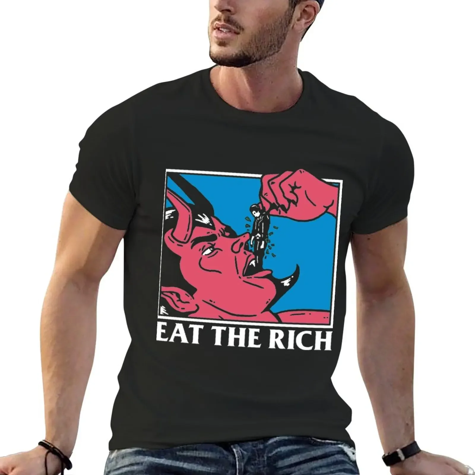 

Eat The Rich T-Shirt boys animal print oversized summer tops mens graphic t-shirts anime