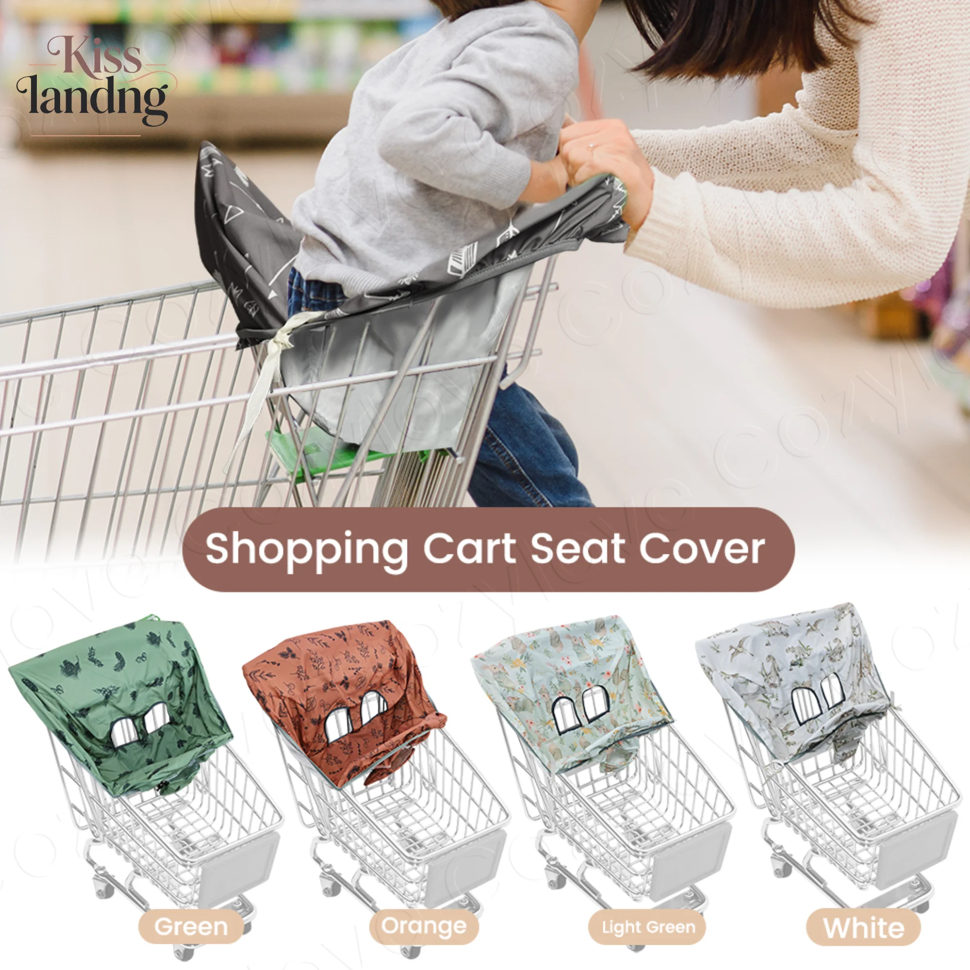 Waterproof Baby Shopping Cart Seat Cover Anti-Dirt Portable Travel Protector for Supermarket Carts & Public High Chairs