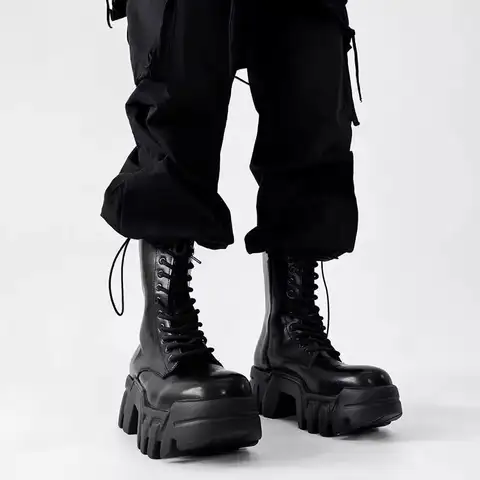 2025 टूलींग हाई टॉप पुरुषों और महिलाओं के लिए प्लेटफ़ॉर्म टैंक लॉन्ग ट्यूब टाइड बिग हेड इनर हाइटेनिंग लोकोमोटिव बुलडोज़र बूट्स 10 best sales पुरुषों के प्लेटफ़ॉर्म बूट - №9