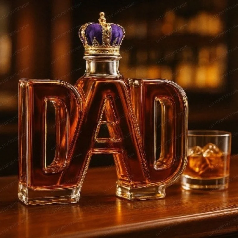 JMZ 750ml Clear Glass Whiskey Decanter Bottle – Christmas Birthday Gift for Dad, Husband or Father