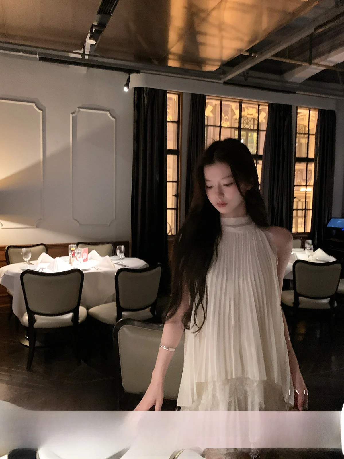 

YOLI Zhang Yuli Белое драпированное платье для подружки невесты с юбкой, корейский стиль, летняя мода