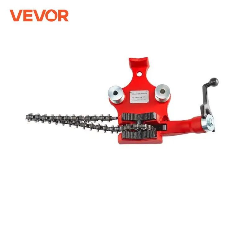 VEVOR 6in Screw Bench Chain Pipe Vise with Cast Iron Base and Crank Handle Manuel Holding Bending Large Plumbing Tool Table Vice