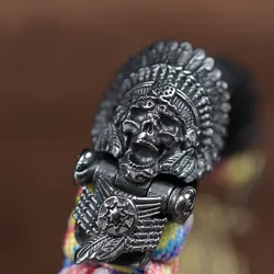 African Tribal Chief Pharaoh Skull Head Brass Buckle EDC Outdoor DIY Woven Paracord Survival Bracelets Charms Supplies Accessory