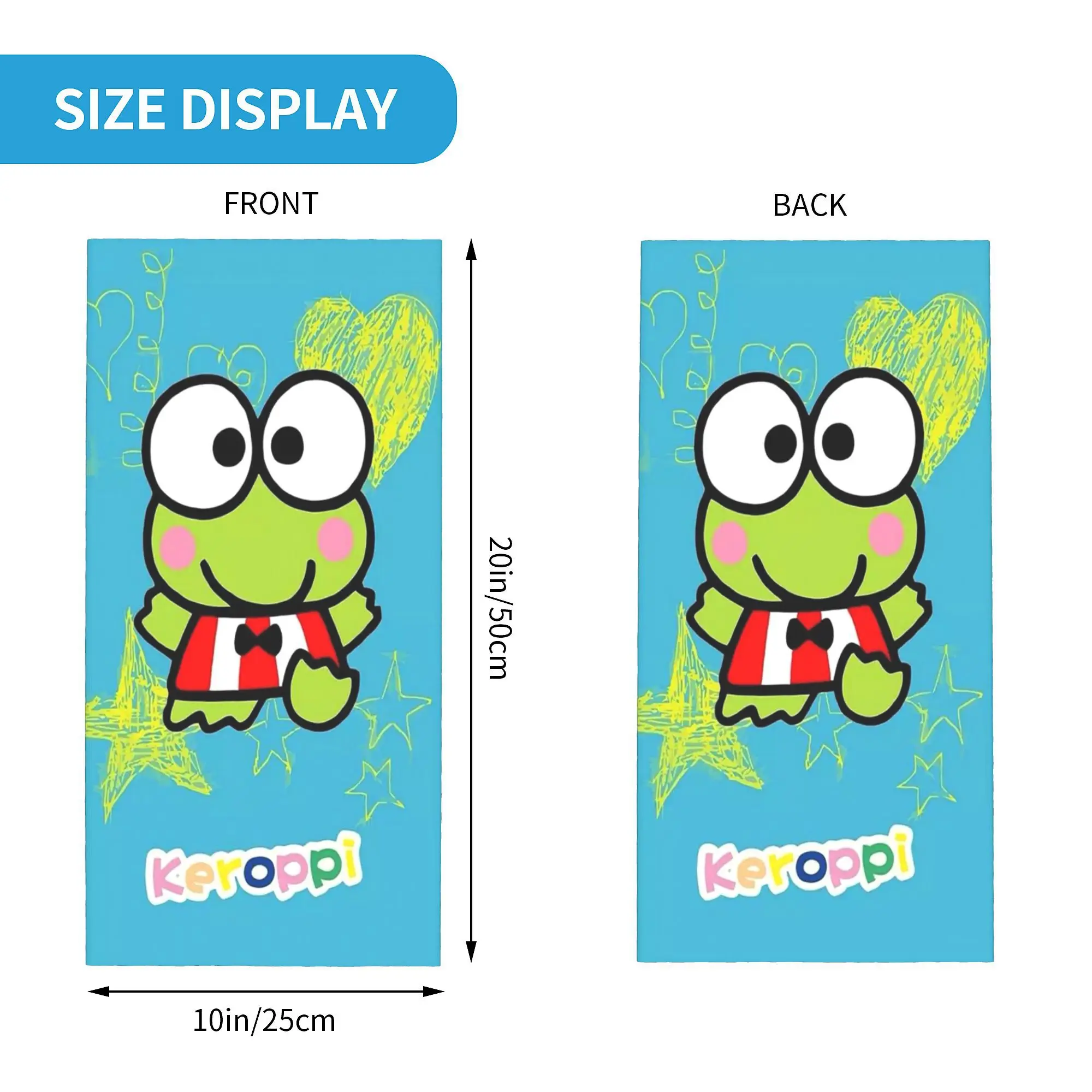 Custom Kerokero Keroppi Bandana Neck Warmer Women Men Winter Ski Tube Scarf Gaiter  Face Cover