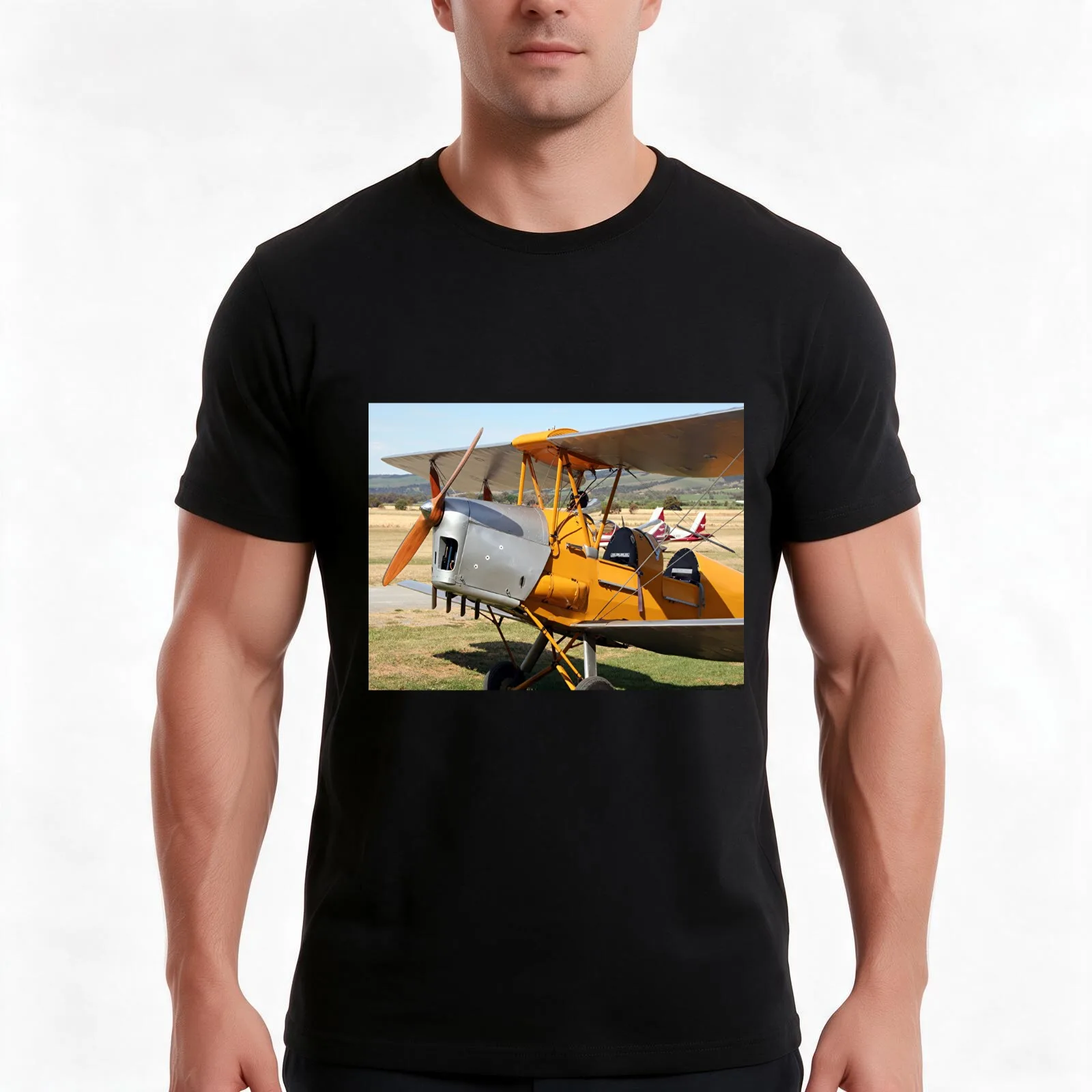 Tiger Moth biplane aircraft T-Shirt Summer Casual Cotton Tee Oversized Streetwear Tops Vintage Graphic Print 100% Cotton