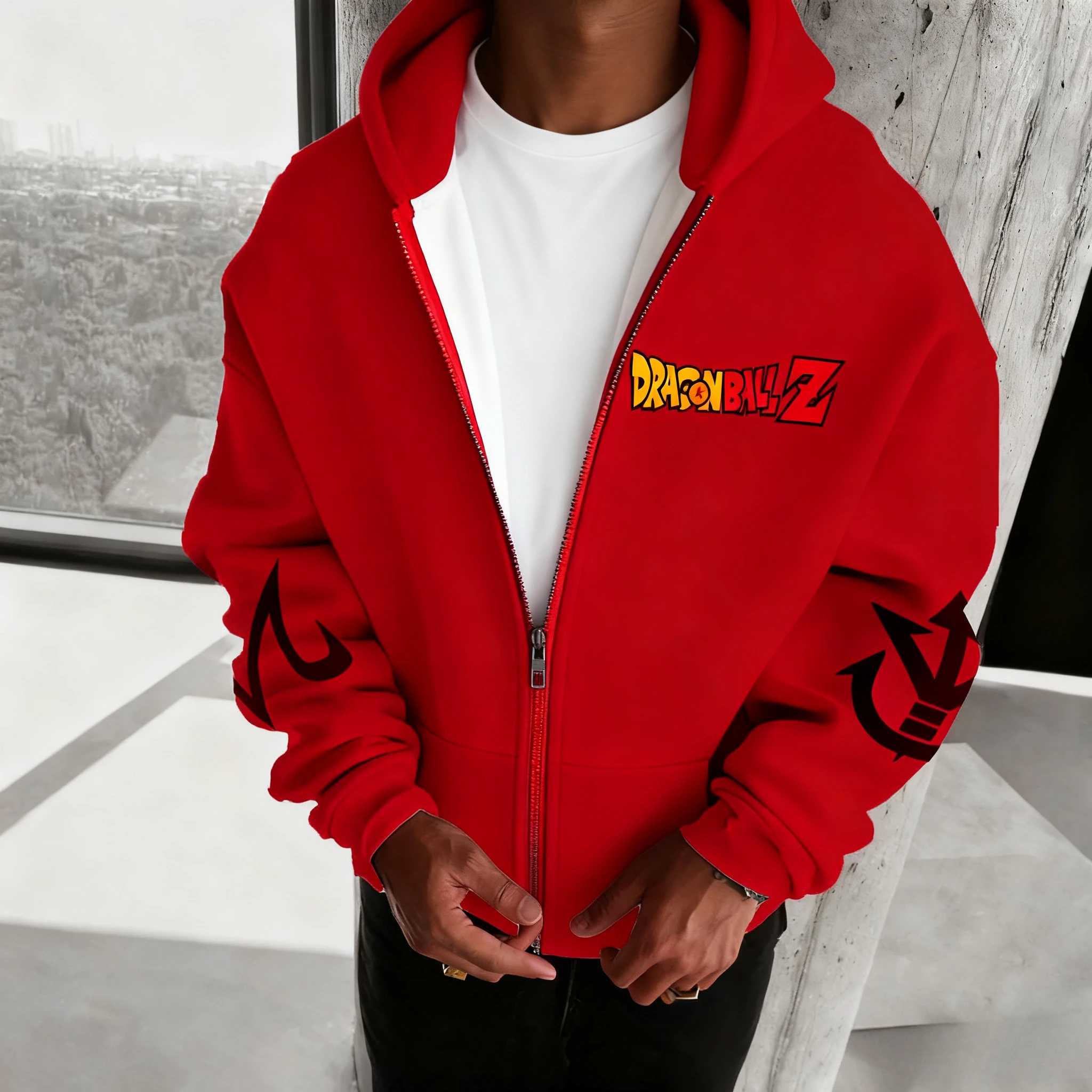 لعبة دراغون بول للرجال والنساء Y2K قلنسوة بسحاب خريف/شتاء جديد فيغيتا أنيمي مطبوعة Harajuku سترة فضفاضة غير رسمية كبيرة