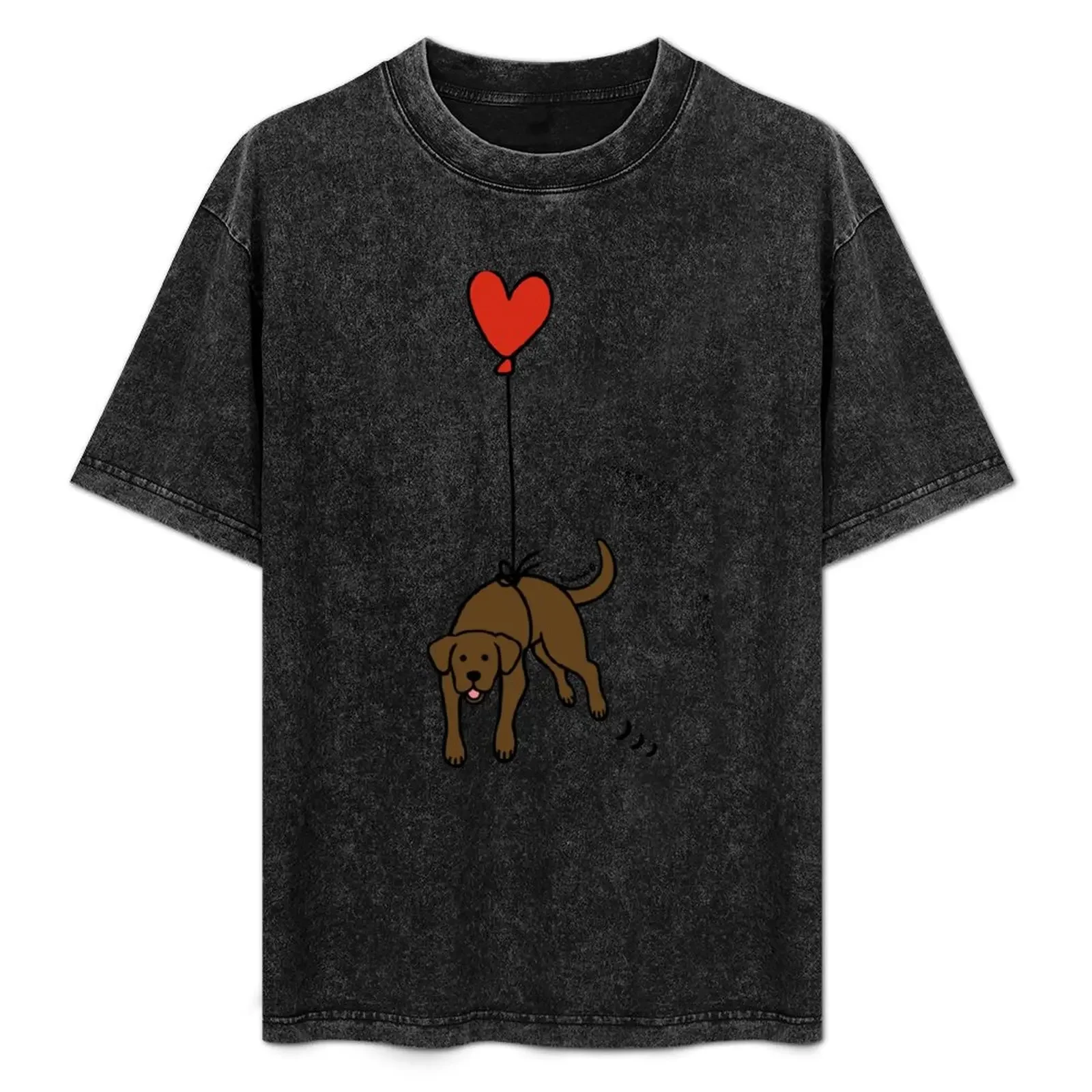 

Chocolate Labrador Floating in the Air T-Shirt Basic Simple Design Short Sleeve Shirt