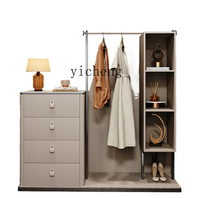 XL Coat Rack Chest of Drawers Integrated Bedroom High-End Leather Stainless Steel Hanger Locker