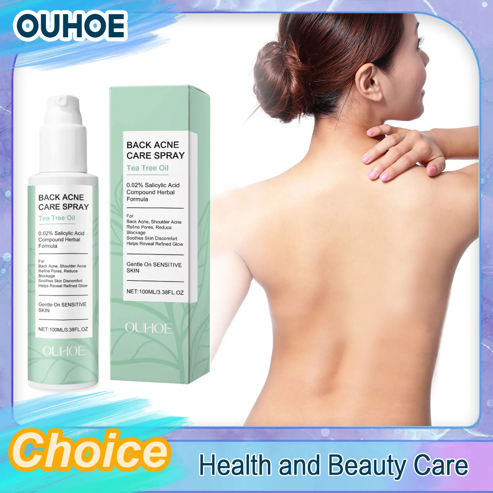 

Back Acne Care Spray Cleansing Shrink Pores Reduce Clogging Oil Control Smoothing Brightening Marks Spot Pimples Reduction Spray