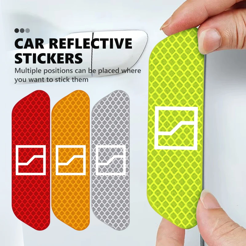 4Pcs Leapmotor Car Door Reflective Warning Stickers Night Safety Visibility Decals