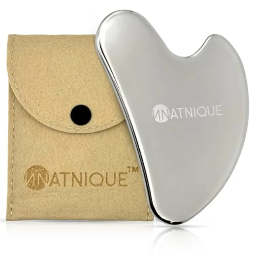 

Natnique Stains Steel Gua Sa Tool Face and Neck ing Masr Lympatic Drainage, Puffin and Jawline Contour Anti-Aging Facial Tool W