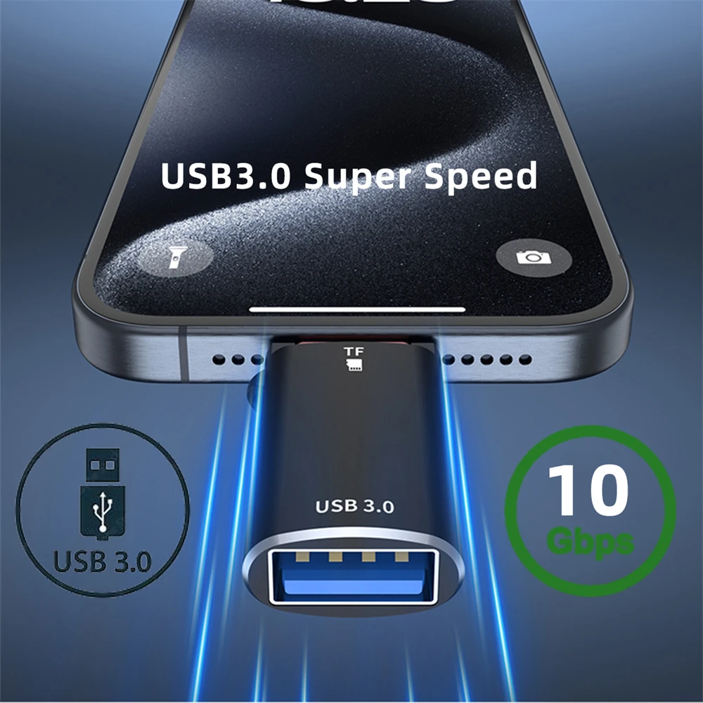 10Gbps USB-C Type-C to USB 3.0 Female OTG & TF Micro-SD Card for Laptop Tablet Phone Reader Adapter