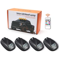 2026 Nueva luz estroboscópica RGB Solar para techo de coche con Control remoto, luces interiores impermeables para coche, luces estroboscópicas LED inalámbricas de 8 colores