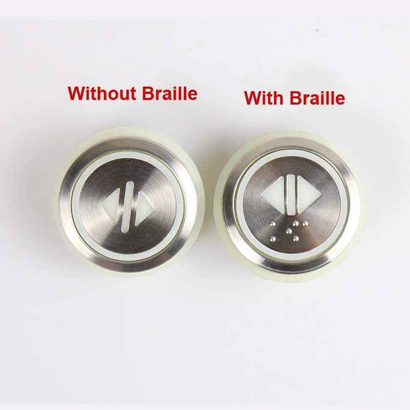 5Pcs KDS50 KDS300 Elevator Button 32mm Open Hole Stainless Steel Digital Arrow Braille Glossy Elevator Accessories BT236