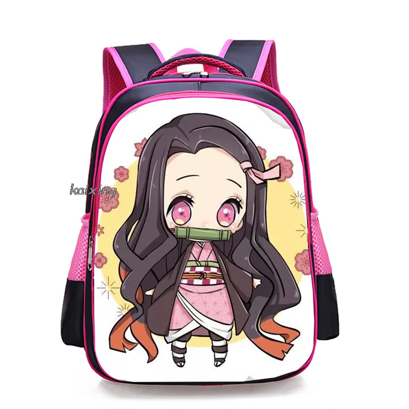 Moda 14 cali Mochila Kpop Anime pogromca demonów torby szkolne dla dziewczynek chłopców ortopedyczna plecaki na ramię Mochila Infantil Purple