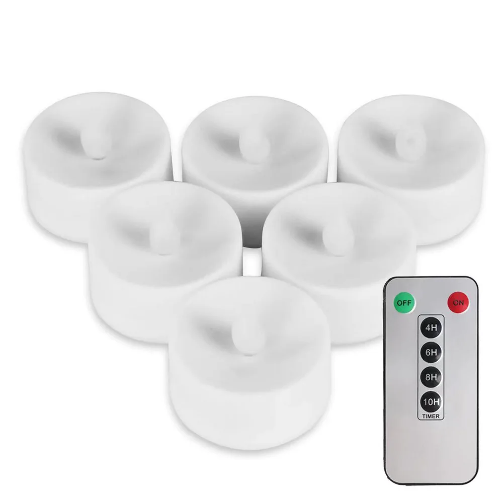 Gele LED elektronische kaarsen met 2-toetsen RF-bediening Kunstwasdecoratie 6-instellings timer Op batterijen werkende vakantiedecoratie