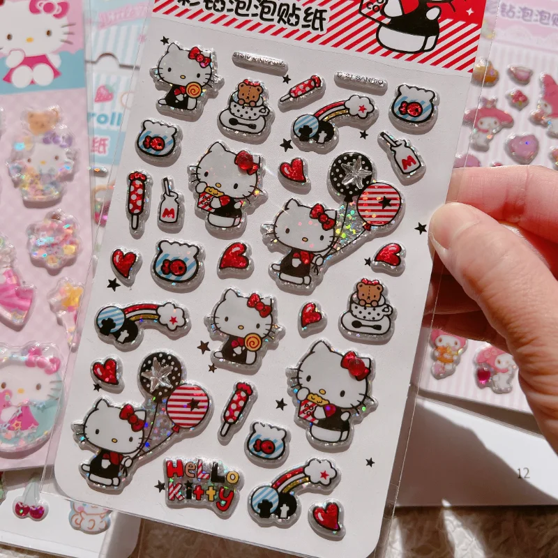 سانريو ليتل توينستارز اللون الماس ملصقات ثلاثية الأبعاد سينامورول مرحبا كيتي ملصقات الليزر سكيت الغيتار لتقوم بها بنفسك اللعب الزخرفية #5