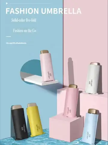 Guarda-chuva Mini Dobrável UPF50+, Portátil, Proteção UV para Sol e Chuva, Ideal para Mulheres