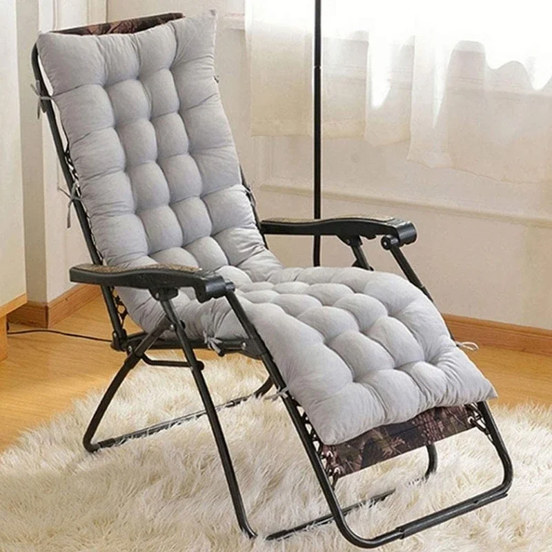 Inyahome Patio Chaise Lounger Cushion Rocking Chair Sofa Cushion with Ties Thick Padded Chaise Lounger Swing Bench Cushion Grey