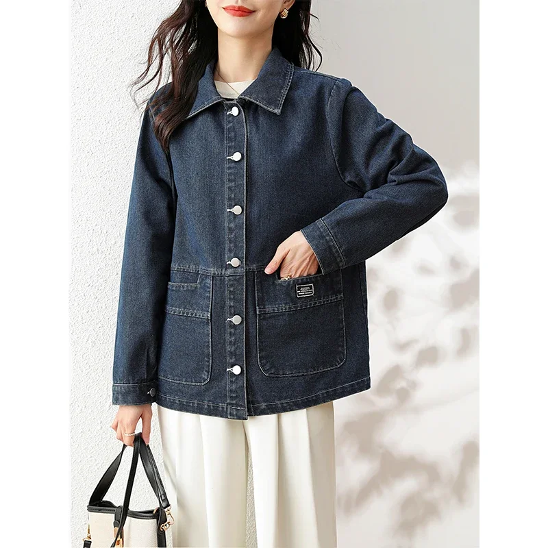 

2024 New Cowboy Jacket Women's Autumn And Winter Style Outer Denim Coat Female Student Jeans Outwear Ladies