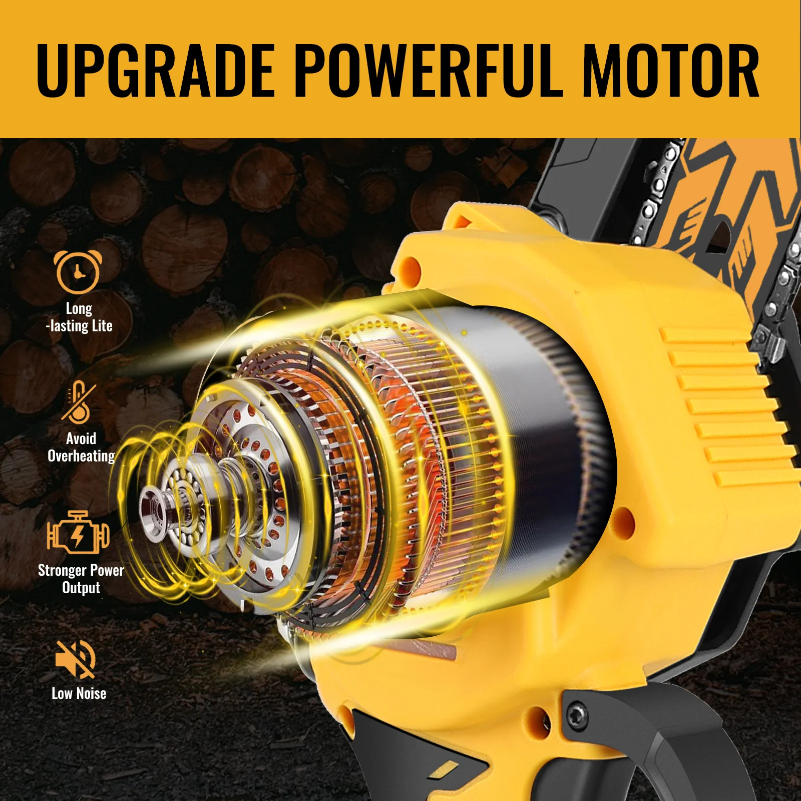 CONENTOOL Mini Chainsaw 6+8 Inch, 21V Cordless Electric Chain Saw with 2 Batteries, Handheld Wood Cutting Pruning Power Tool