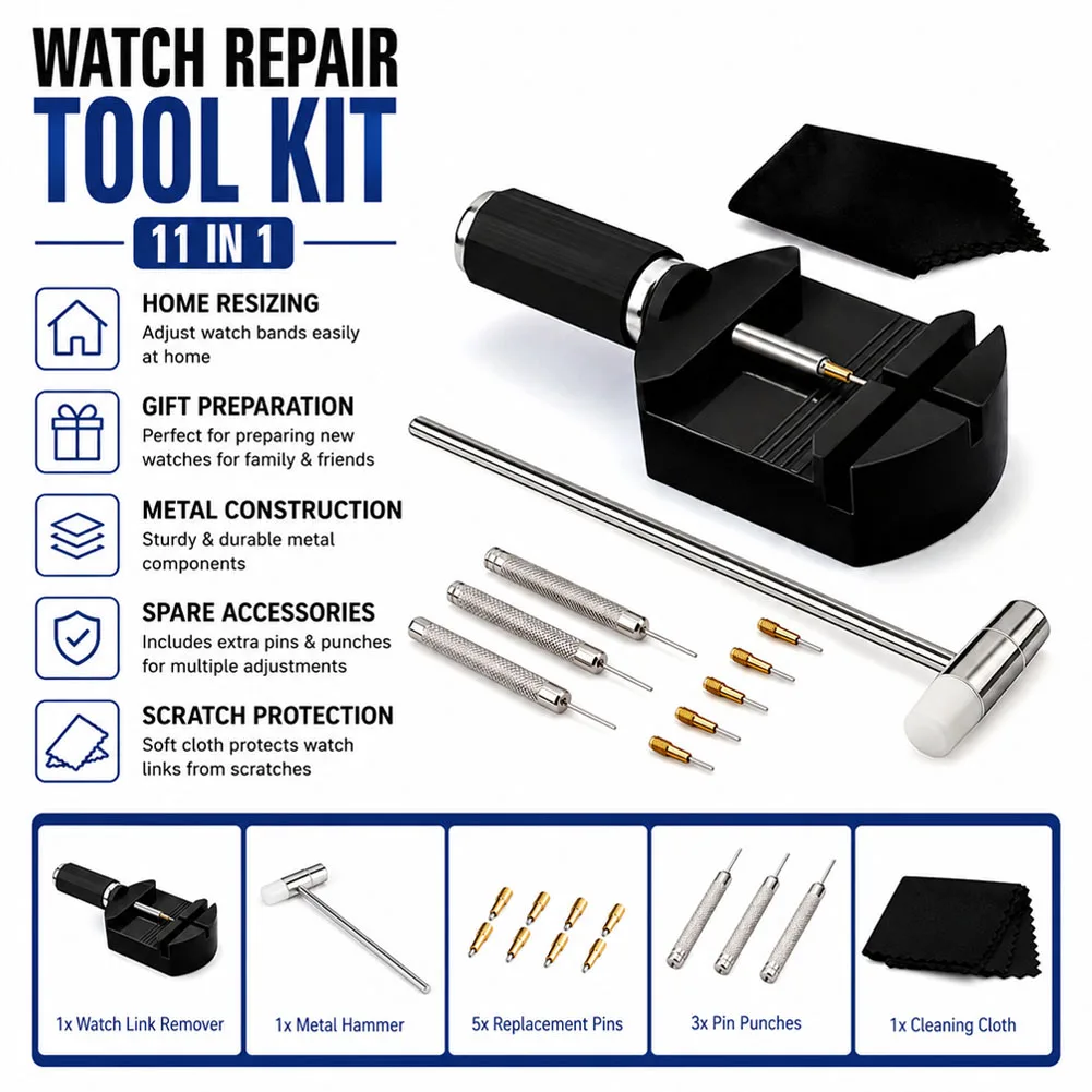 Watch Link Remover Tool Kit Metal Watch Band Pin Removal Tool For Bracelet Adjustment Replacement Repair Tool