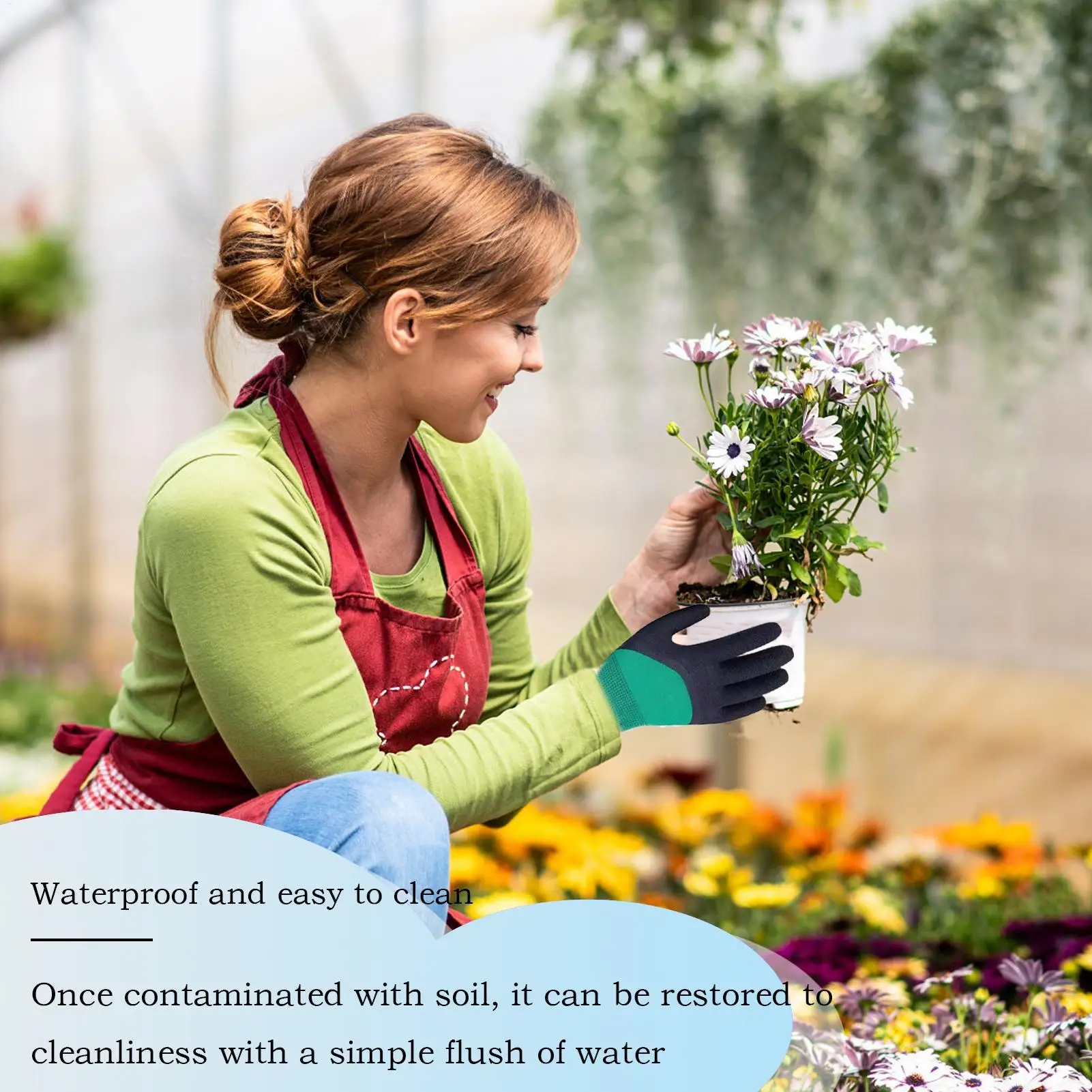 Womens Gardening Gloves Yard Working Garden Gloves Rubber Tools Accessories Waterproof & Thorn-Proof for Weeding Digging Raking