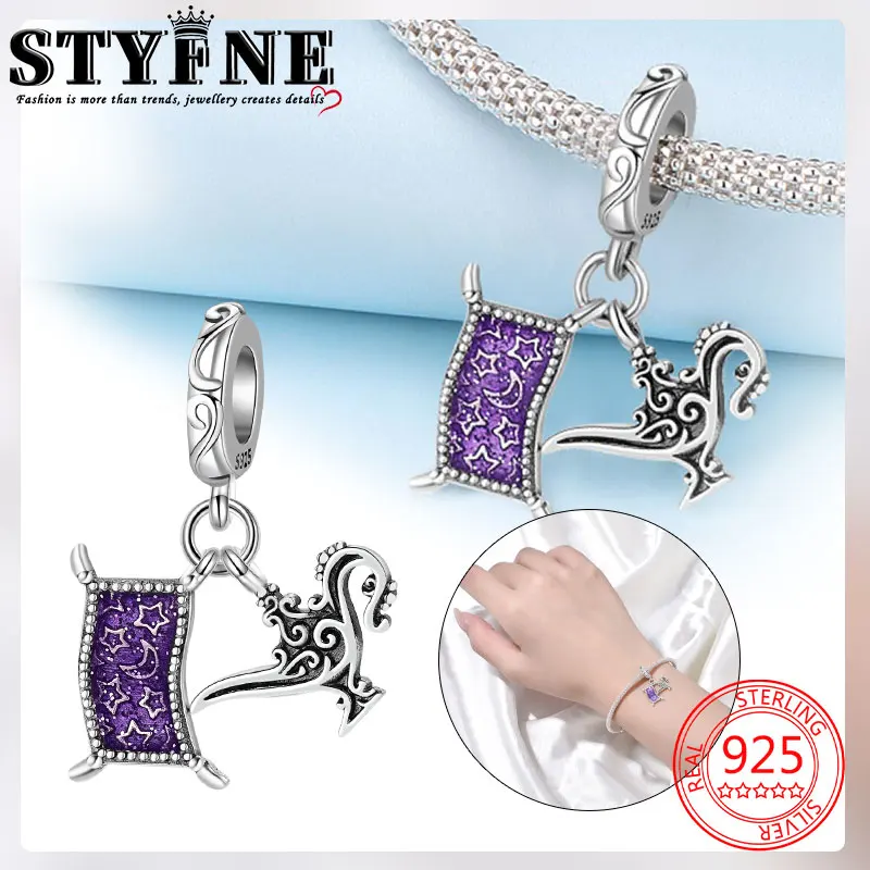 Travel Hobbies 2025 Beads 925 Sterling Silver Purple Divine Light Magic Carpet Star Charms for Women's Jewelry DIY Pulseras Gift