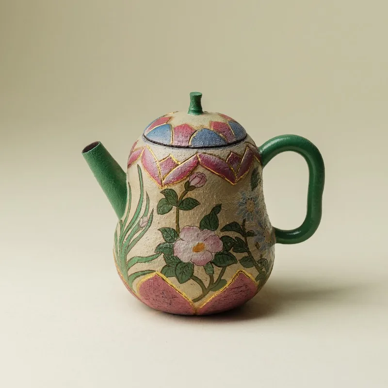 Hand-painted lotus petal teapot, dry bubble pot bearing Jingdezhen creative hand-carved kung fu tea set