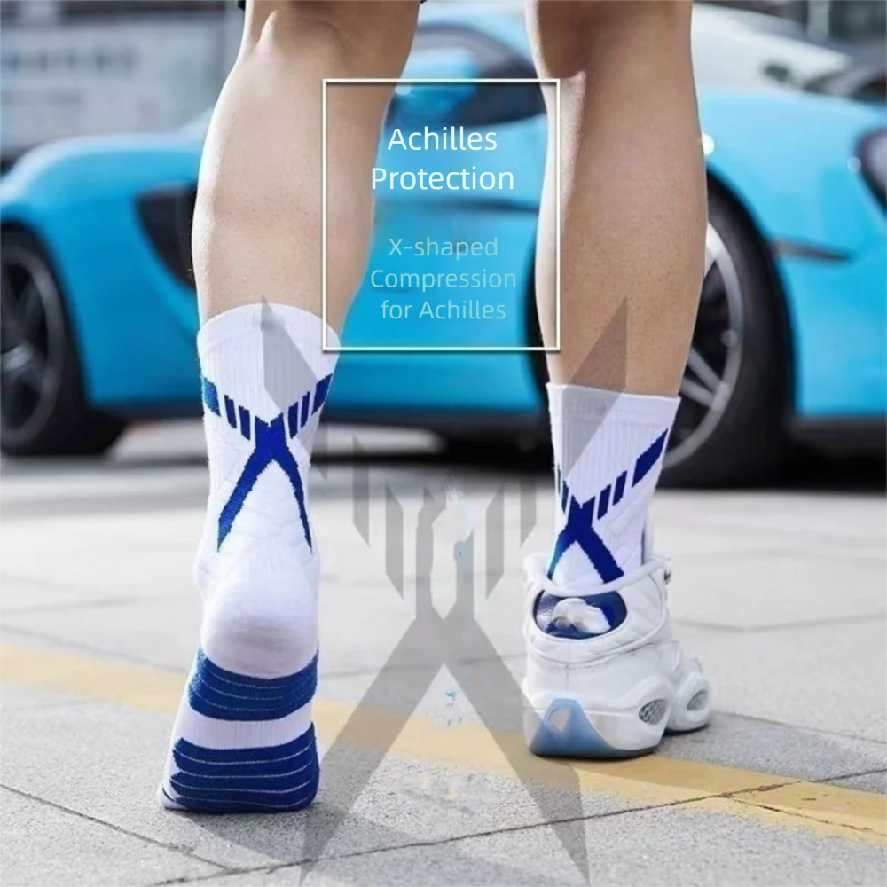 

Новые спортивные носки средней длины, нескользящие износостойкие баскетбольные носки, дышащие мужские чулки для бега