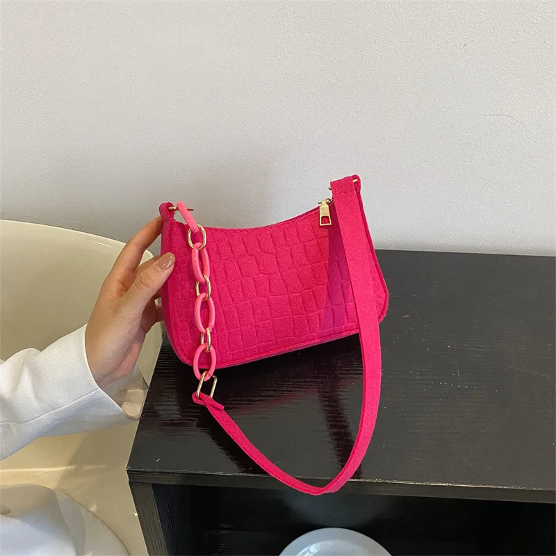 Lady Felt Armpit Design Luxury Tote Released Fashion Ladies Handbag Under Crescent Small Square Bag image 6