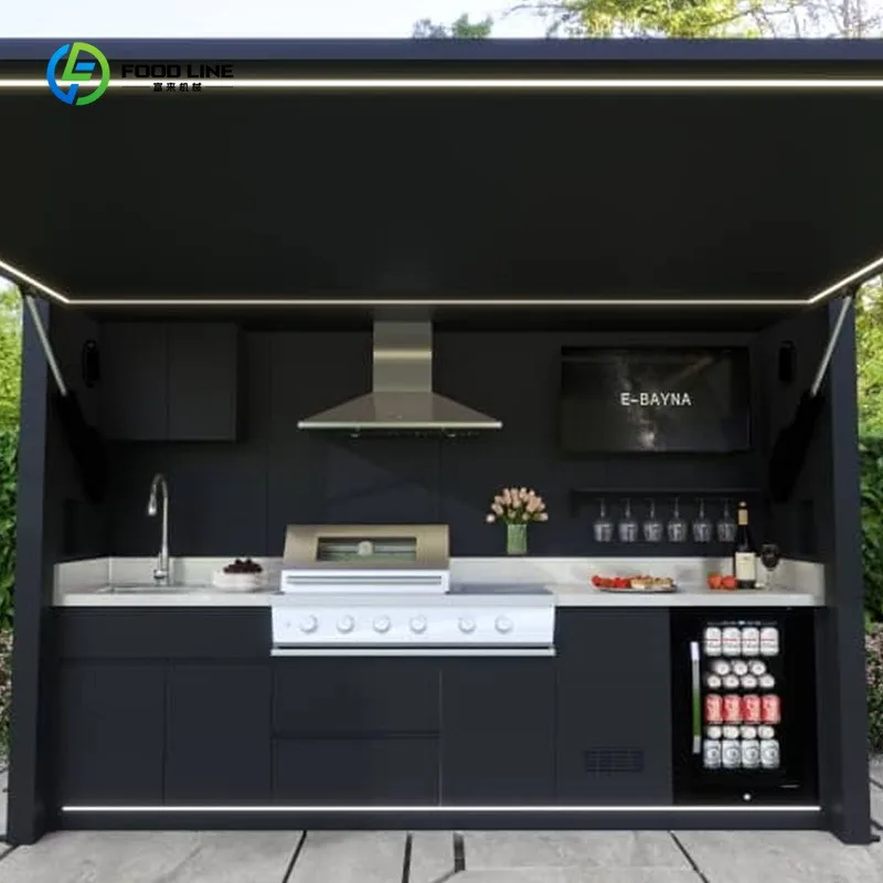 Stainless Steel Modular Outdoor BBQ Kitchen Island with Gas Stove Cabinet for Restaurant Custom