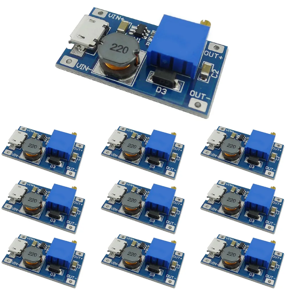 Black DC-DC Step Up Converter Compact Electronic Component Size Dual Input Design Interface Standard Solder Pads Connection