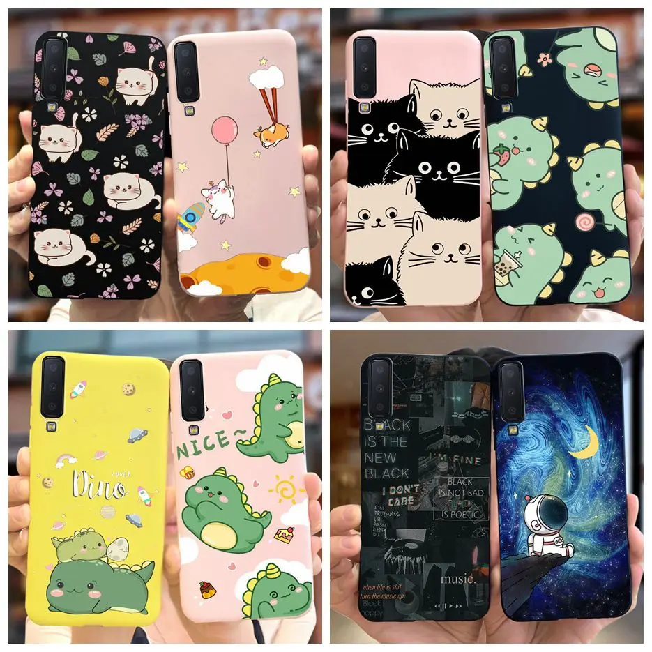 For Samsung Galaxy A7 2018 Case SM-A750F Cute Dinosaur Cartoon Cover Soft TPU Phone Case For Samsung A7 2018 A750F Fundas Bumper