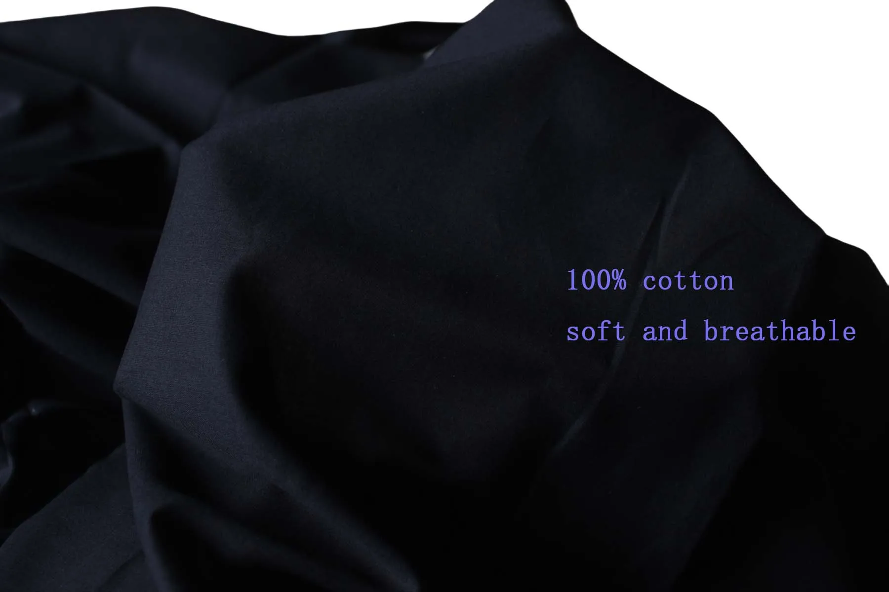 1m/2m 100% Natural Black Cotton  Fabric by The Yard ,Soft Embroidery Quilting Voile Fabric Material for Sewing  Apparel Cloth