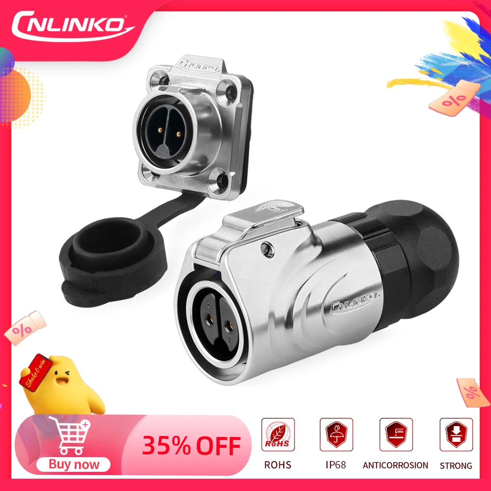 CNLINKO M16 Industrial Female Plug and Male Socket Waterproof IP68 Power Connector 2 3 4 5 7 8 9 Pin Electrical Wire Adapter