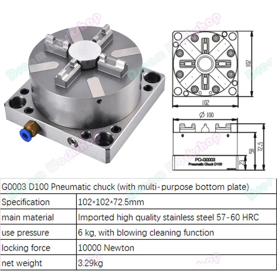 100mm Pneumatic manual Chuck for EDM Spark Machine Electrode Clamping Precision CNC Engraving Chuck apply to ER Interface