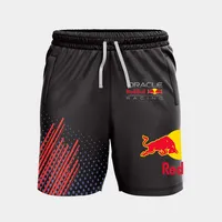 New Summer Straight Red Bull 3D Beach Pants Men's Micro Elastic Thin Casual Shorts