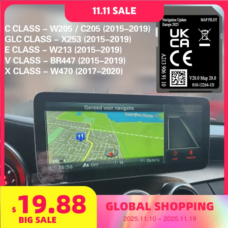 

A2139069110 Cost Factroy OEM GPS Navigation Europe maps for Mercedes GLC C E V X-Class SD Card Map Polit V20 Free Delivey