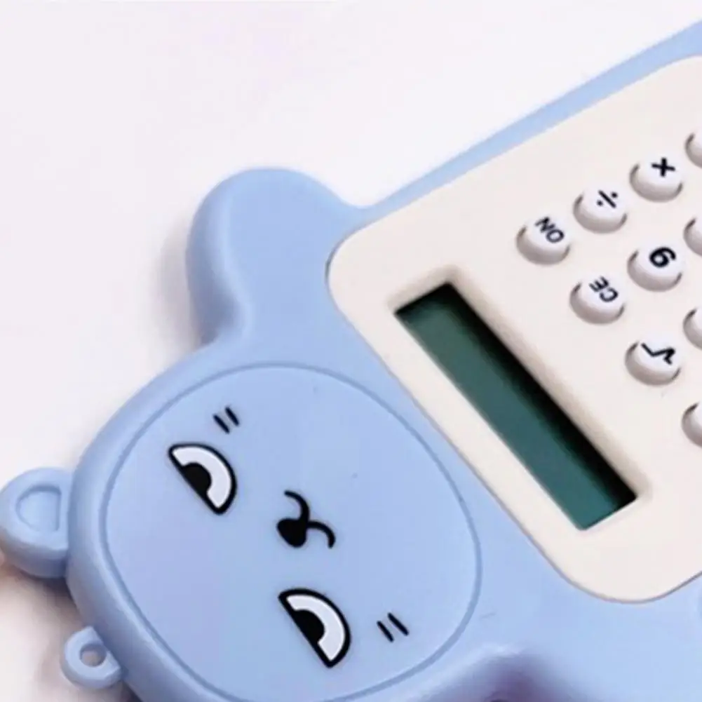 Electronic Calculator Adorable Bear Shape Plastic Lively Face Calculator with Hanging Hole Office