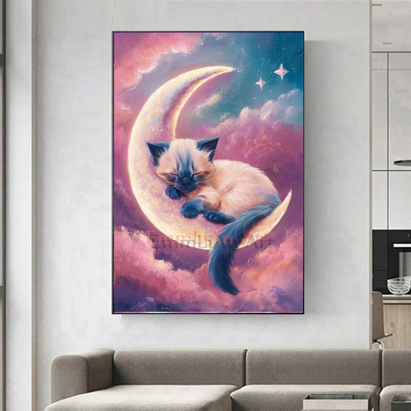 5D DIY Fairy Dust Drill Diamond Painting Kit Cat Animal Full Crystal Diamond Mosaic Accessories Cross Stitch Wall Art Home Decor