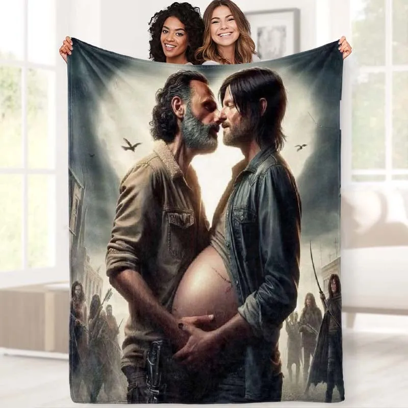Creative humorous doomsday scene Flannel printed blanket suitable for all seasons suitable for living room office sofa travel