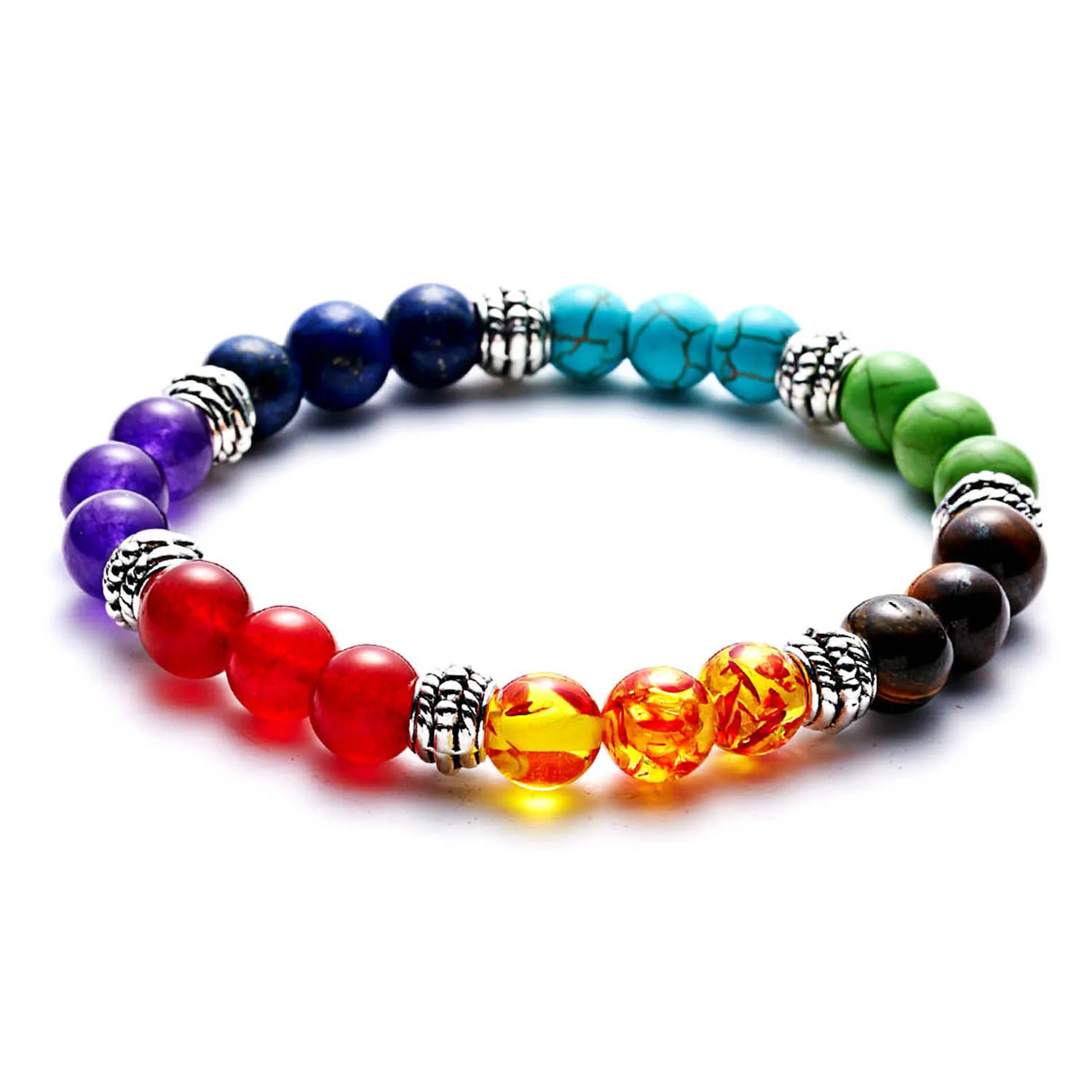 Classic 7 Chakra Beads Bracelet, Natural Stone Healing