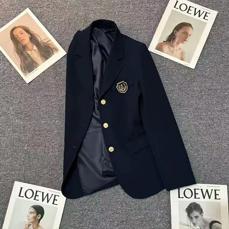 Japanese Uniform Women Blazer Jacket Spring 2025 New Ladies Office Suit Coat Bf Loose Lapel Casual Buttons Outerwear