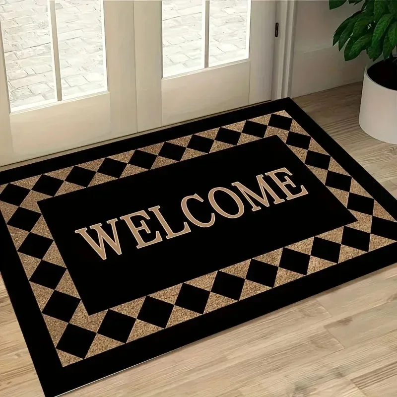 Cartoon Door Mat Welcome Alphabets Non Slip Doormat for Entrance Indoor Outdoors Wear Resistant Entrance Mat  Floor Mat