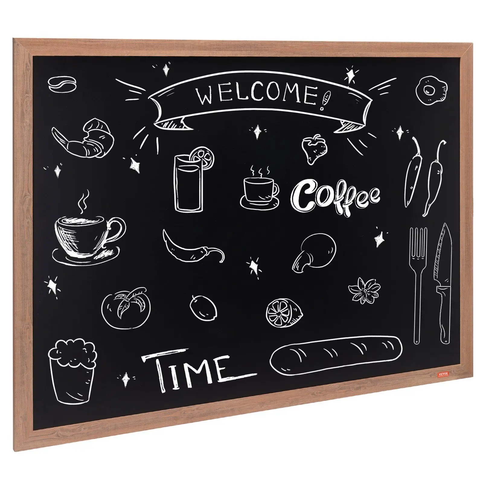 Magnetic Chalk Board, Hanging Message Signs with Chalks, Vintage Chalkboard Sign, Rustic Brown Framed Calendar and Bulletin Combo Boards, 35