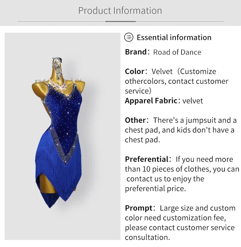 2026 Damen Lateinamerikanisches Tanzkostüm, Mädchenkleid, Abendkleid, sexy Rock, Ballsaal-Wettbewerb, Sportkostüm, elegante Bühnenkleidung mit Fransen – Detail 3