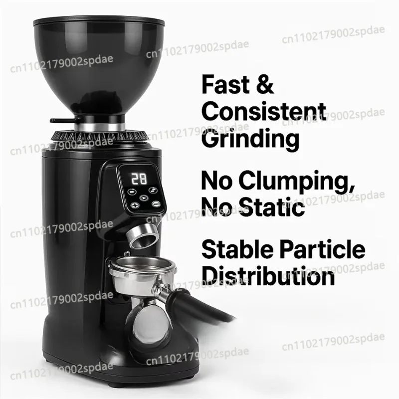 Commercial Coffee Grinder 64mm Flat Burr Plasma Anti-Static For Espresso Pour Over French Press Coffee Mill Grinding Machine