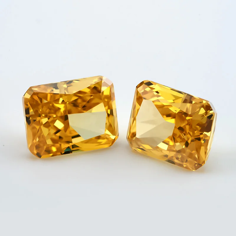 JIANGYUANGEMS 07#Dark Yellow Octangle Radiant Crushed Ice Cut Cubic Zirconia Stone 5A Zircon Loose CZ Synthetic Gems For Jewelry