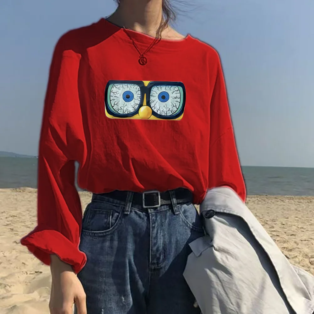 

Crew Neck Korean version 2024 Outdoor Street style Long sleeves Trendy clothes Comfortable Round Neck Women's sports T-shirt red